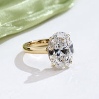 Bague de luxe en or massif 18 carats et platine Pt950 avec diamant de laboratoire taille ovale couleur D, idéale pour cadeau, fête, mariage, anniversaire, fiançailles, bijoux fins unisexes