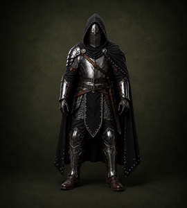 Ensemble d'armure de chevalier médiéval, ranger forestier, costume à capuche, tenue de reconstitution historique en acier portable Farjana - Product Image 1