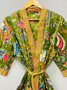 Batas Kimono de Lujo de Algodón con Cordón, Estampado Floral, para Verano e Invierno, Regalos para Damas de Honor, Ropa de Estar por Casa y Playa - Product Image 5