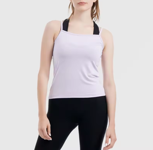 Women’s <b>Spaghetti</b> <b>Strap</b> Tank Top Custom Logo Plain Stretch Slim Fit Camisole Vest Top Gym Wear OEM Wholesale - Product Image 6