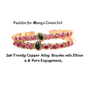 Fashion for Mango <b>Bangles</b> 2x6-Trendy <b>Copper</b> Alloy Bracelets with Zircon & Pearl for Engagement - Product Image 2
