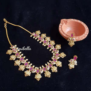 Fashion Jewelry Set Ram Lakshman <b>Ruby</b> Stone Embellished <b>Necklace</b> - Product Image 1