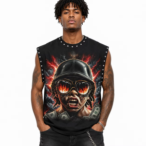 Débardeur personnalisé tendance vintage avec imprimé graphique, 100% coton jersey, tissu écologique, sans manches, unisexe, vente en gros OEM - Product Image 4