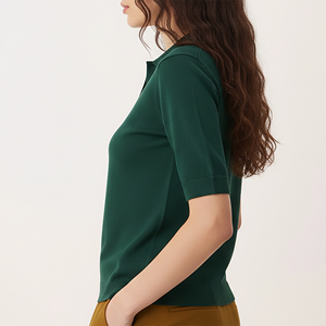 เสื้อผู้หญิงสั่งตัดพิเศษสุดหรูสำหรับฤดูร้อน สวมใส่สบาย ผ้าฝ้าย 100% ตกแต่งด้วยลายปัก เป็นมิตรกับสิ่งแวดล้อม ระบายอากาศได้ดี สีเขียวล้วน สไตล์สตรีทแวร์ - Product Image 5