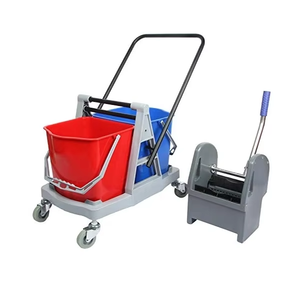 Carrito de fregado de doble cubo de 40 L de calidad premium con doble escurridor para limpieza de suelos en hoteles, hospitales, comercios e industrias - Product Image 1