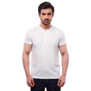 Camiseta Henley de manga corta para hombre, camiseta Henley de poliéster y algodón, camiseta Henley con Cuello medio para hombre, camiseta Henry para hombre - Product Image 1