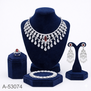 Indian Wedding Gold Tone Jewelry Set with Choker Necklace Dangle <b>Earrings</b> and Bracelet - Product Image 4