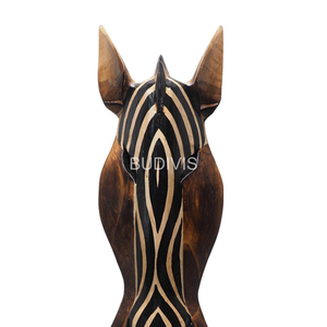 Masque mural en bois sculpté motif zèbre, fait main, tête d'animal ethnique, pour la décoration intérieure de maisons et villas (vente en gros) - Product Image 1