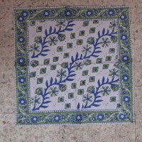 Nappe de luxe en coton faite à la main, motif végétal imprimé bleu-vert, décoration intérieure classique, lavable, fabriquée en Inde, impression au bloc