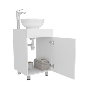 Mueble de Baño Tacna de 18 Pulgadas de Ancho, Blanco, Independiente, con Una Puerta, Lavabo de Porcelana y Almacenamiento - Product Image 5
