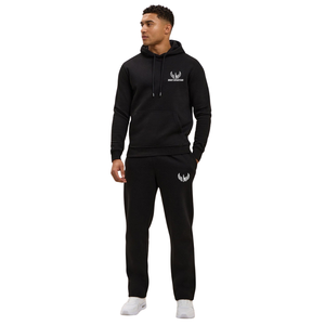 Conjunto Deportivo Informal para Hombre, Sudadera con Capucha Negra y Pantalones Rectos, Ropa Deportiva para Gimnasio, Ropa Deportiva de Invierno, Ropa Deportiva Urbana - Product Image 1