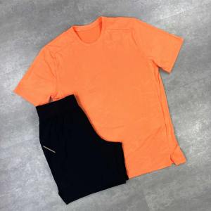 Custom Logo High Quality Four Way Stretch Breathable Summer OEM Sportswear T <b>Shirt</b> and Shorts Running Set Men - Product Image 2