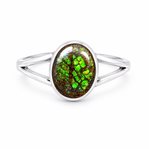 Anillo de Plata de Ley 925 con Gema de Ammolita, Hecho a Mano, Multicolor, Joyería Fina, Regalo para Mujer - Product Image 1