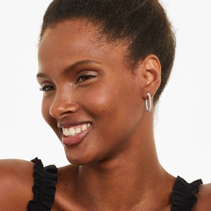 Premium Quality 925 <b>Silver</b> Hoop Earrings With Sparkling Moissanite Diamond Round Cut Hoop Earrings For Women - Product Image 6