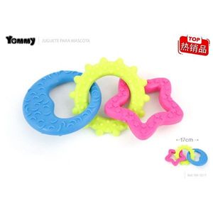 Jouet à mâcher pour chien Tommy Pet, triple anneau, 17 cm, coloré, pour la dentition des chiens - Product Image 1