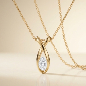 Collar con Colgante Solitario de Diamante Ovalado Cultivado en Laboratorio, Oro Sólido de 14K, Diseño Minimalista en Forma de U para Mujer - Product Image 3