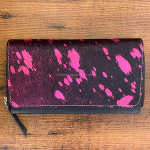 Best-seller Portefeuille en cuir véritable métallisé à cheveux pour femme Portefeuille pour carte de crédit en cuir de vachette occidentale Pochette de téléphone de luxe tendance - Product Image 2