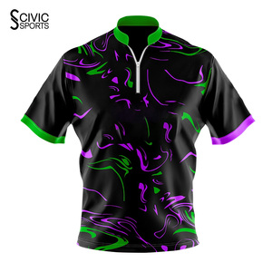 Maillots de bowling de haute qualité, impression par sublimation, respirants, confortables, chemises de bowling à fermeture éclair quart de tour - Product Image 1