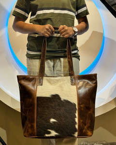 Fabricante de bolsos de mano al por mayor de moda Vintage de alta calidad de gran capacidad de cuero genuino bolso de hombro para las mujeres - Product Image 2