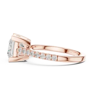 Anillo de Compromiso con Diamante Cultivado en Laboratorio, Corte Princesa de 2 Quilates, Certificado por IGI, con Piedras Laterales, Oro Sólido de 10K, 14K o 18K, Color E, Joyería Fina - Product Image 4