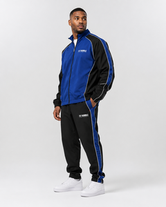 FLY HUMBLE Ensemble de survêtement décontracté noir pour homme, col montant zippé, style sportif, avec logo imprimé à rayures blanches, idéal pour l'été - Product Image 6
