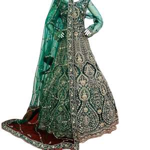 ชุดแต่งงานสไตล์ปากีสถานจากซัพพลายเออร์อินเดีย ชุดเดรสยาวสำหรับงานปาร์ตี้พร้อมผ้าคลุมไหล่ ผ้าเน็ต สำหรับเพื่อนเจ้าสาวและแขกในงานแต่งงาน - Product Image 3