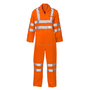 Hi Vis Breathable <b>Twill</b> Cotton Work Coverall Men's Custom Drill High Visibility Reflective Stripes Safety Uniform - Product Image 1