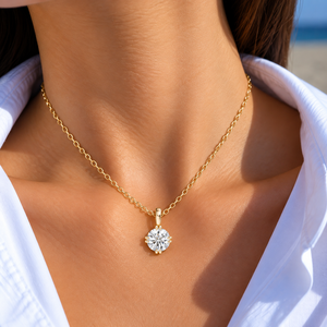 จี้เพชรทรงกลมเพาะเลี้ยงในห้องปฏิบัติการ ทองคำแท้ 14K สร้อยคอเพชรเม็ดเดี่ยว 0.50-2.00 กะรัต DEF VVS รับรองโดย IGI เครื่องประดับแฟชั่นชั้นดี ODM - Product Image 2