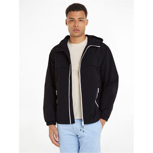 Veste coupe-vent imperméable pour homme, légère, pour sports de plein air, à capuche, softshell, décontractée, noire, zippée, 2024 - Product Image 3