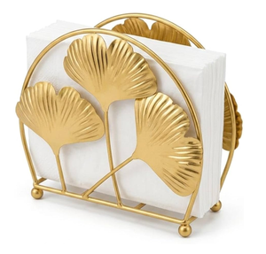 Porta Servilletas de Latón Premium, Organizador de Servilletas de Latón Hecho a Mano, Acabado Dorado, Base de Madera, Accesorio de Mesa - Product Image 5