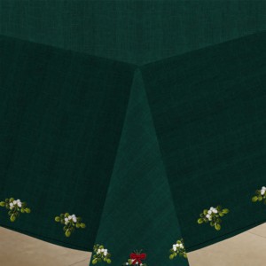 Elegant Pattern Christmas Embroidery Design Green Color <b>Table</b> Cloth Soft Quality Cotton <b>Table</b> <b>Cover</b> With Customize Size and Logo - Product Image 3
