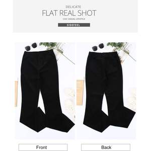 2025 pantalones acampanados de pana Retro para mujer XX-Large negro con cintura elástica y parte inferior de campana pantalones de chándal transpirables tamaño 3XL - Product Image 4