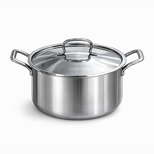 Casserole classique haut de gamme en acier inoxydable triple couche avec couvercle en verre, durable, argentée, avec poignées latérales, 26 cm - Product Image 1