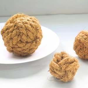 Interactive pet chew toy coconut coir <b>ball</b> with handle natural coco husk fiber play <b>balls</b> for pets - Product Image 4