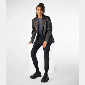 Classic Genuine Sheep Skin Leather Bomber Jacket Men High Quality Stand Collar Waterproof Eco-Friendly Winter Front Customizable - Product Image 3