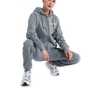 Ensemble de survêtement deux pièces zippé en molleton épais personnalisé pour femme, coupe ample et oversize, grandes tailles - Product Image 3