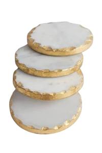 Sous-verres ronds en marbre poli faits à la main – Ensemble de sous-verres durables pour restaurants et commerces - Product Image 1