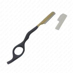 Navaja de Peluquería Profesional de Acero Inoxidable Negra y Dorada de Alta Calidad OEM al por Mayor para Adelgazar el Cabello - Product Image 1