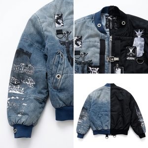 Veste en jean pour homme, délavée et usée, style streetwear décontracté - Product Image 3