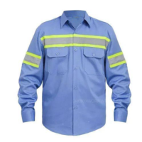 Chemise de travail réfléchissante rouge pour homme, polyester, manches longues, uniforme haute visibilité avec poches poitrine