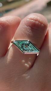 Women's Emerald Cut Gemstone Ring Bezel Setting Geometric Classic Style Engagement Ring - Product Image 1