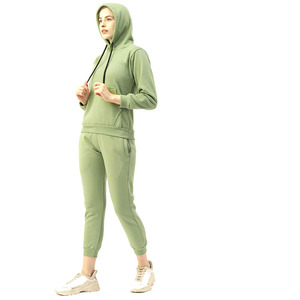 Ensemble de survêtement décontracté élégant pour femme, sweat à capuche et pantalon de jogging en mélange de coton doux, tenue 2 pièces pour la mode en plein air - Product Image 2