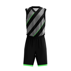 Conjunto de Uniforme de Baloncesto sin Mangas con Cuello en V, Sublimado, con Franjas, que Absorbe la Humedad, Uniforme de Baloncesto Personalizado para Adultos - Product Image 3