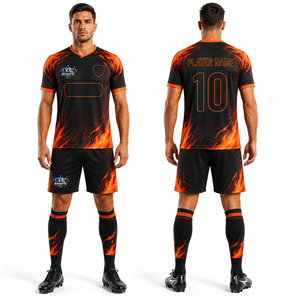 Ensemble d'uniformes de football de qualité supérieure en polyester interlock avancé, séchage rapide, léger, doux, respirant, pour une performance optimale en match - Product Image 1