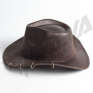 Sombrero de Vaquero Occidental de Cuero de Alta Calidad OEM al por Mayor, Sombrero de Cubo con Borde Curvo y Logotipo Personalizado, Gorra de Vaquera - Product Image 4