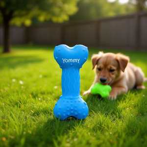 Juguete Masticable para Perros Yommy, Hueso de 15 cm, Azul, para el Cuidado Dental - Product Image 3