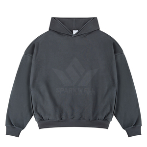 Sweat à capuche en coton surdimensionné personnalisé avec logo numérique pour homme, couleur unie, respirant, en molleton bouclette anti-boulochage, idéal pour l'automne - Product Image 6