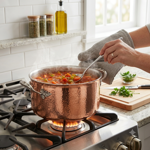 Ollas de Cobre Martillado de Alta Calidad al por Mayor, Ollas Profundas para Cocinar con Perilla y Asa Plateadas con Diseño de Mickey, Juego de Utensilios de Cocina para Chefs - Product Image 4