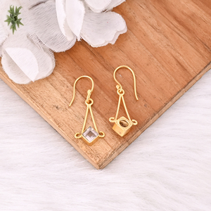 Natural Handmade Rose Quartz <b>Hook</b> <b>Earrings</b> For Women - Product Image 4