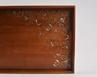 Bestseller Arabischer Stil Ramadan Eid Geschenk Akazienholz Intarsien Acryl Perlmutt Rechteckiges Handgefertigtes Hochwertiges Serviertablett